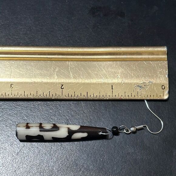 NWOT African Bone Round Teardrop Earrings - Picture 5 of 5